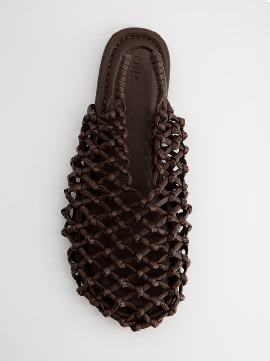 Sandalias de piel trenzada marrones - Thunder