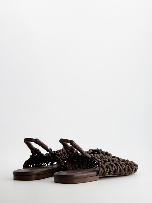 Sandalias de piel trenzada marrones - Thunder