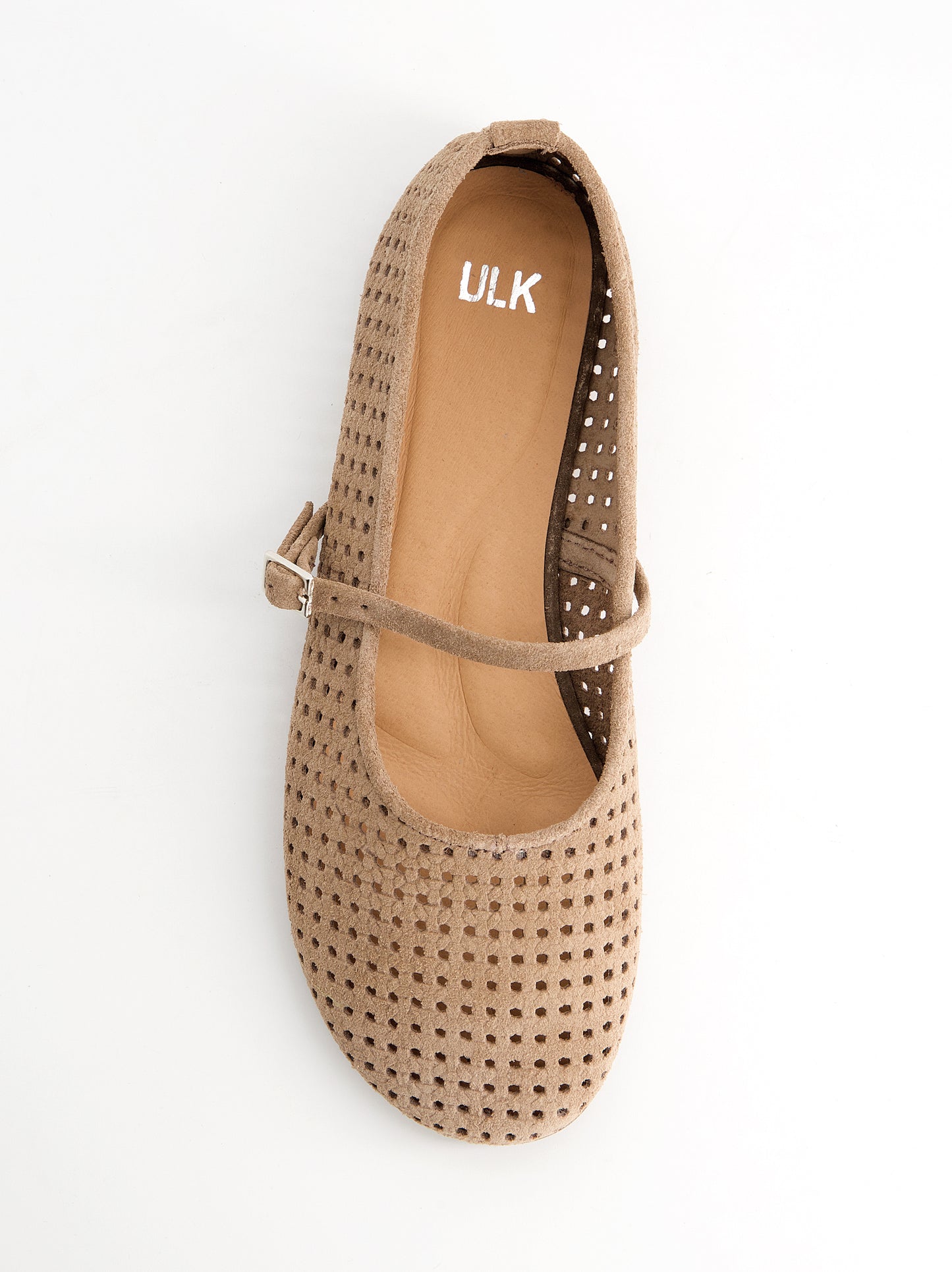 Cut-out suede Mary Jane flats - Linke