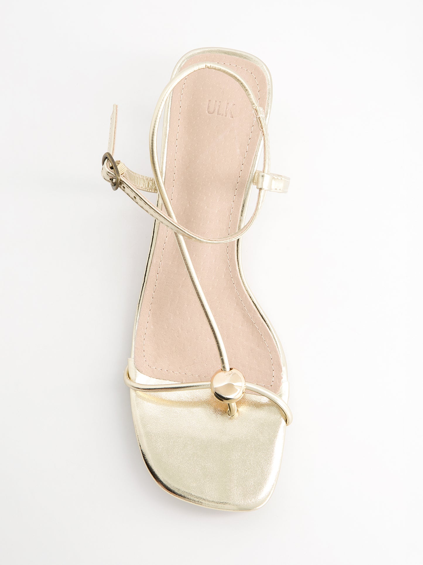 Sandalias doradas tiras finas tacón bajo - Bolly
