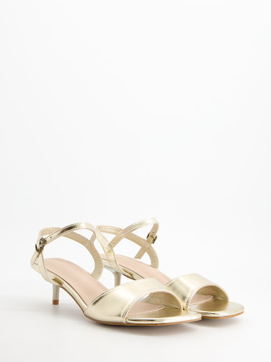 Sandalias doradas tacón bajo - Partty