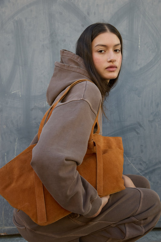 Orange leather shopper bag - Tavie