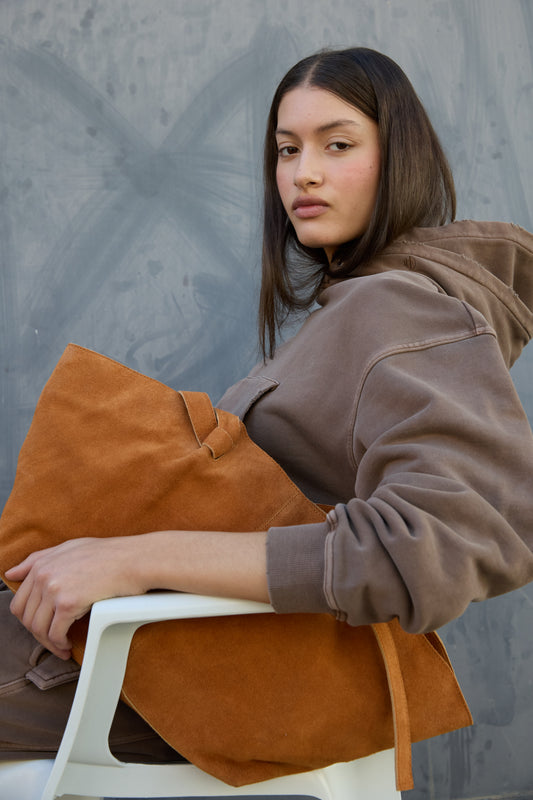 Orange leather shopper bag - Tavie