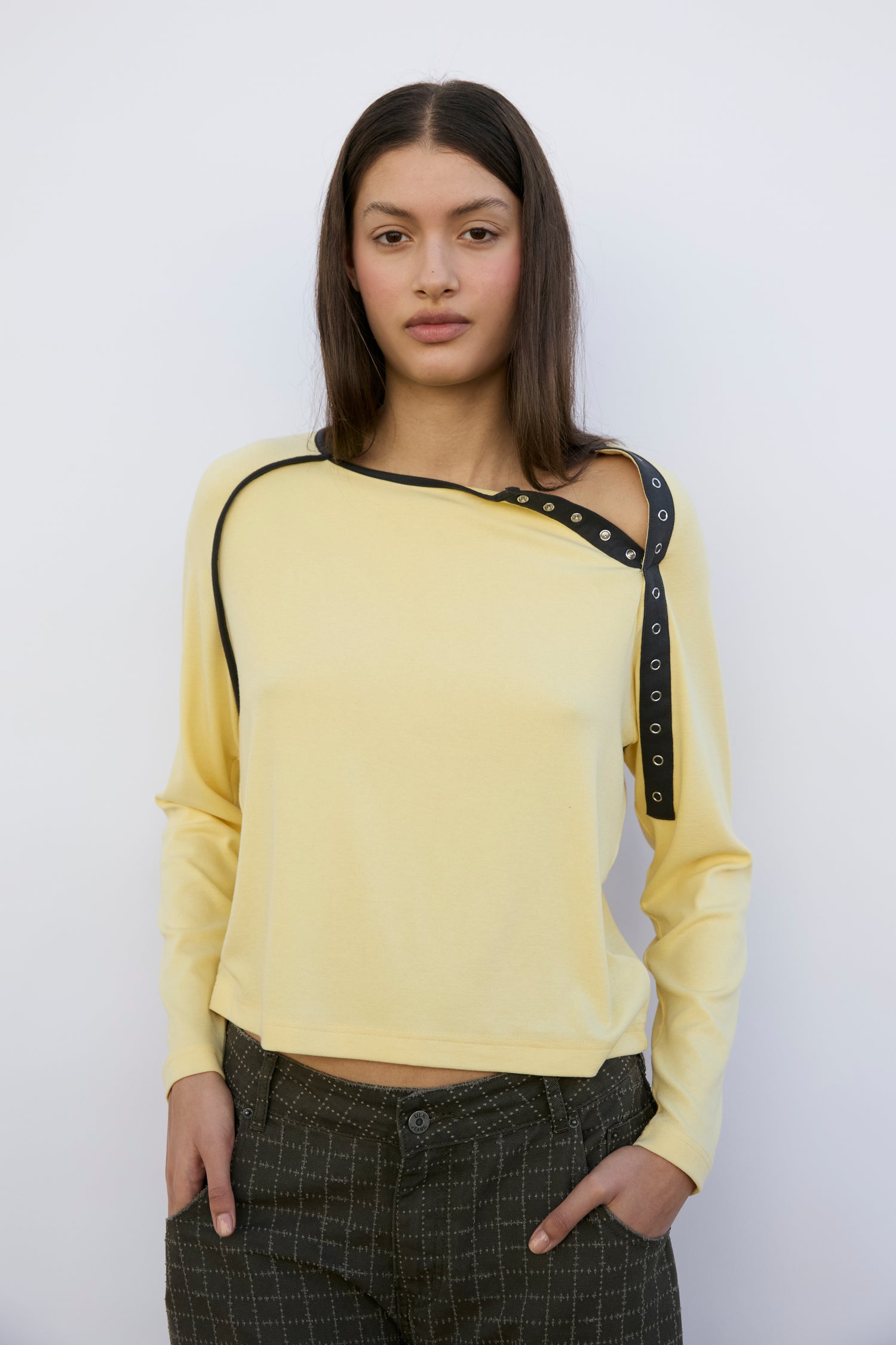Camiseta de manga larga con cuello de botones asimétrico - Elior