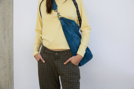Blue suede shopper bag - Apris