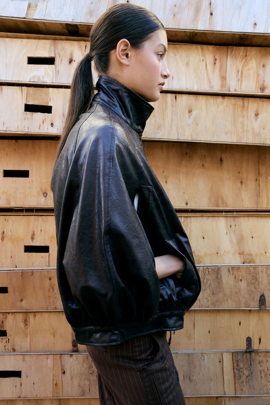 Faux leather pleated waistcoat - Noora