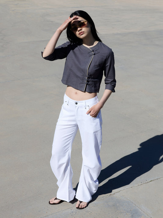 Jeans de pernera curva blanco - Jones