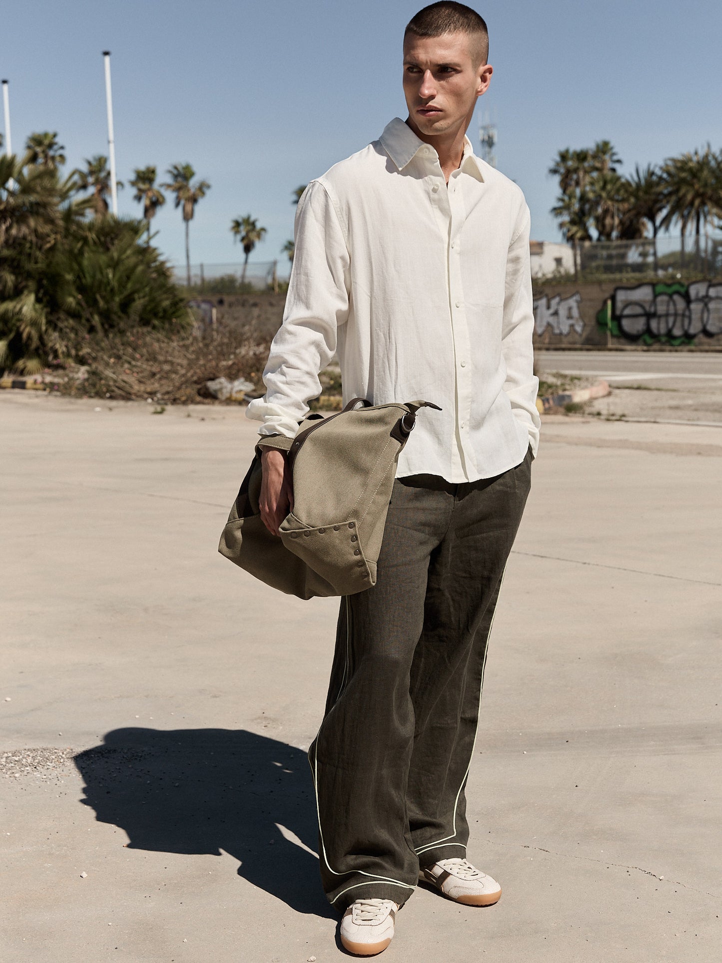 Camisa blanca de lino manga larga - Bambu