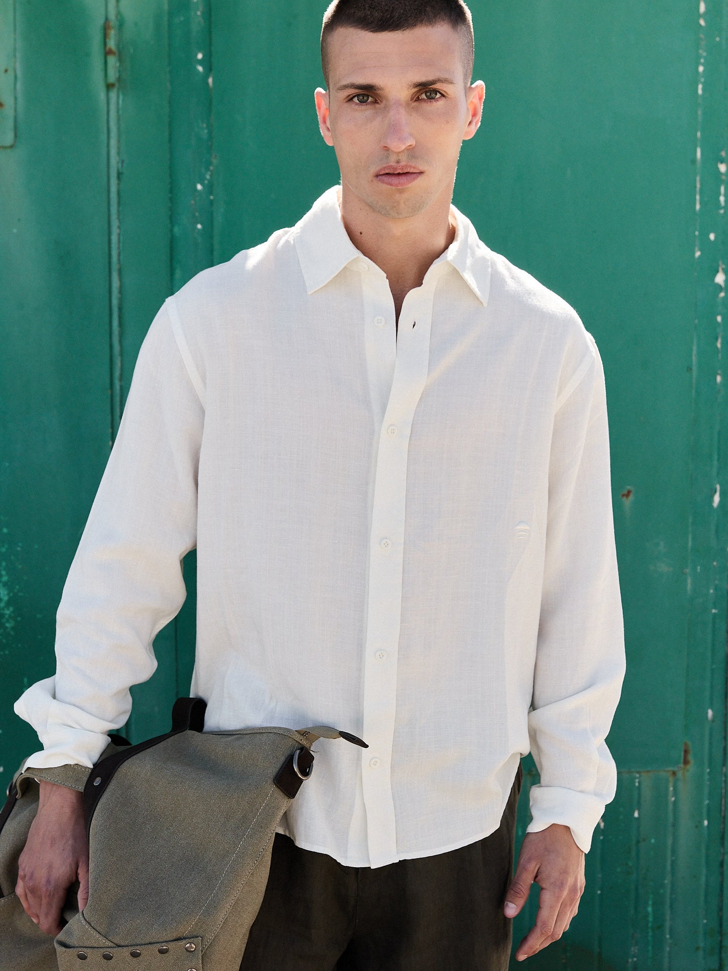 Camisa blanca de lino manga larga - Bambu