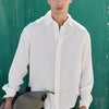 Camisa blanca de lino manga larga - Bambu