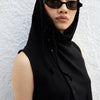 Newcom - Black Oval Sunglasses with Green Lenses