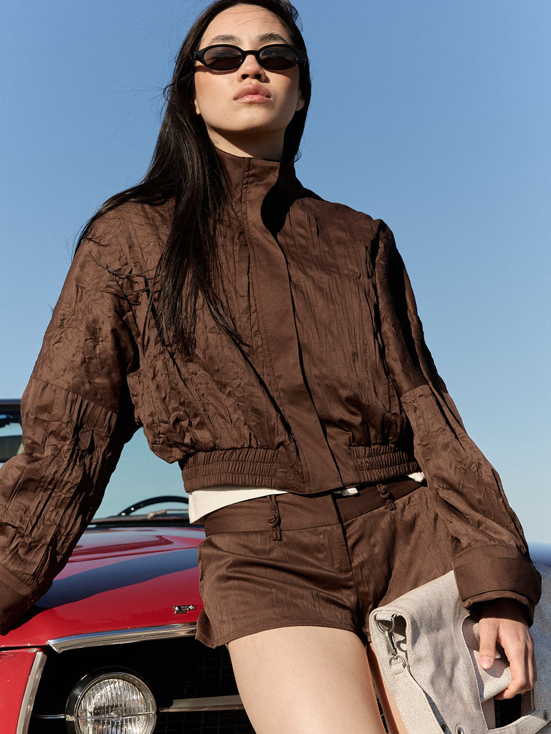 Cazadora bomber cropped efecto arrugado - Bette