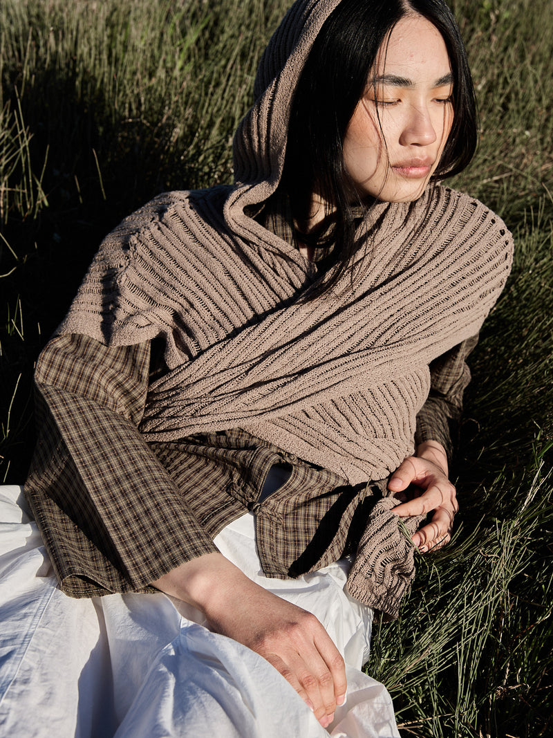 Multi-position knitted cardigan with hood - Venus