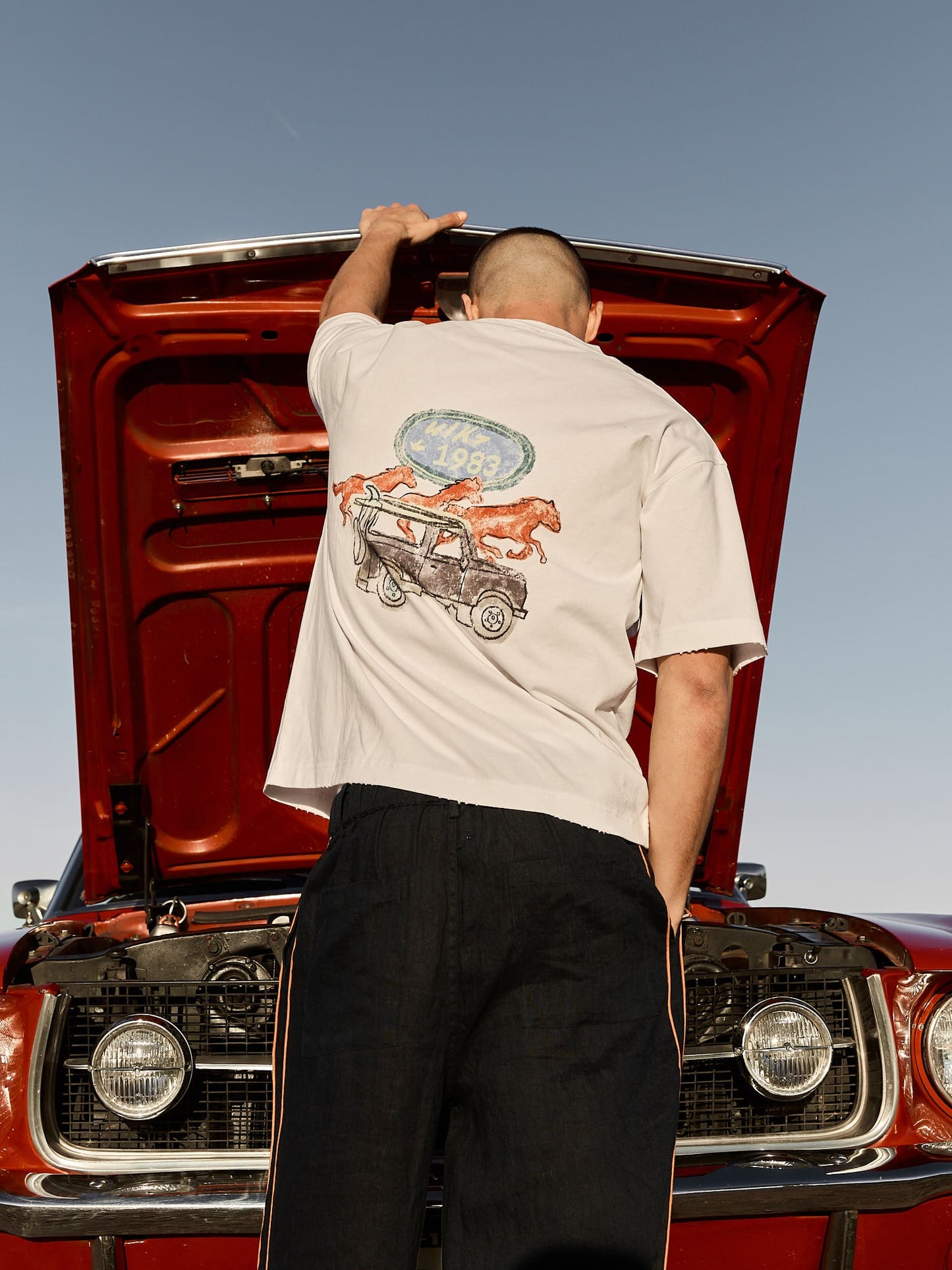 Camiseta blanca de manga corta estampado - Hame