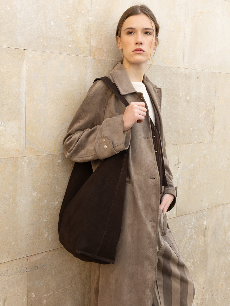 Long faux-suede coat - Orsa
