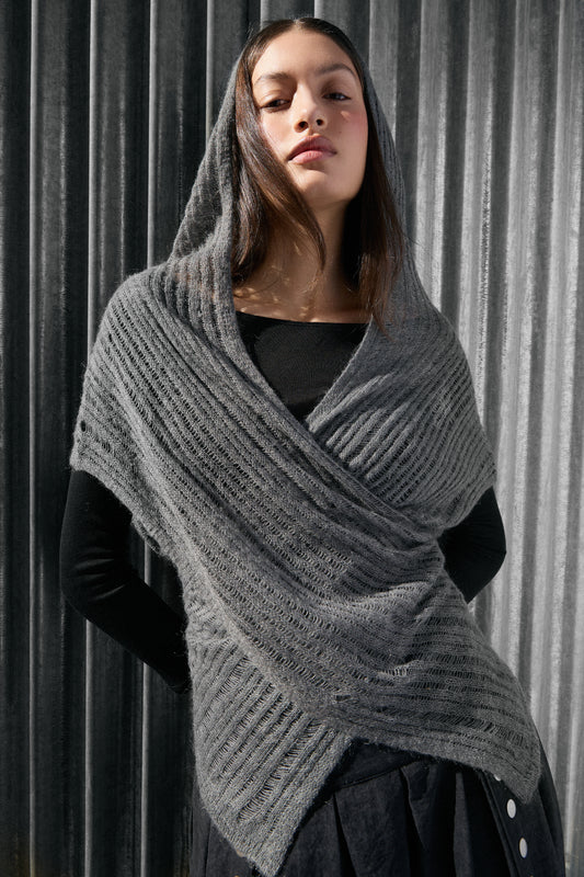 Multi-position knitted cardigan with hood - Venus