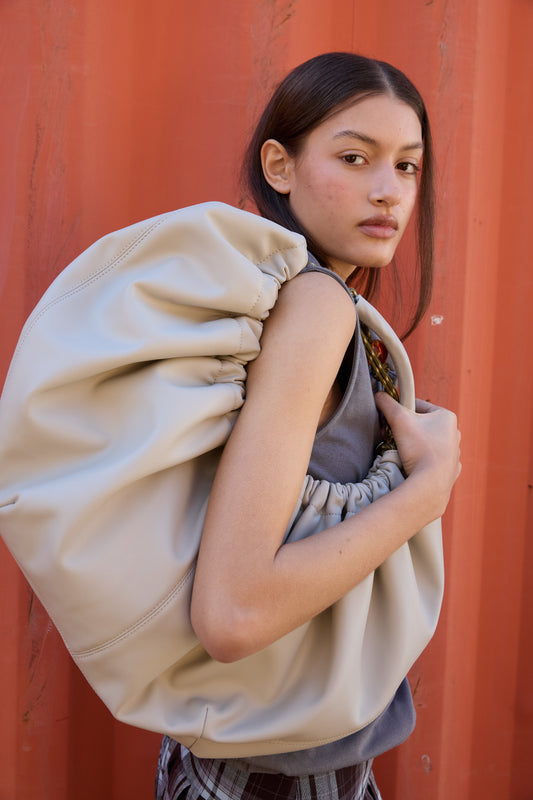 Grey ruched faux leather bag - Bolor