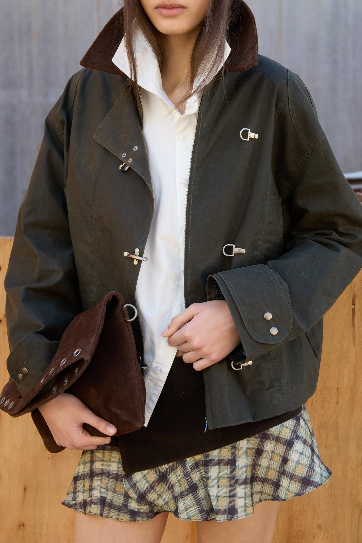 Utility jacket with metal fasteners - Layla