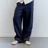 Pantalón fluido azul detalle contraste bajo - Oven