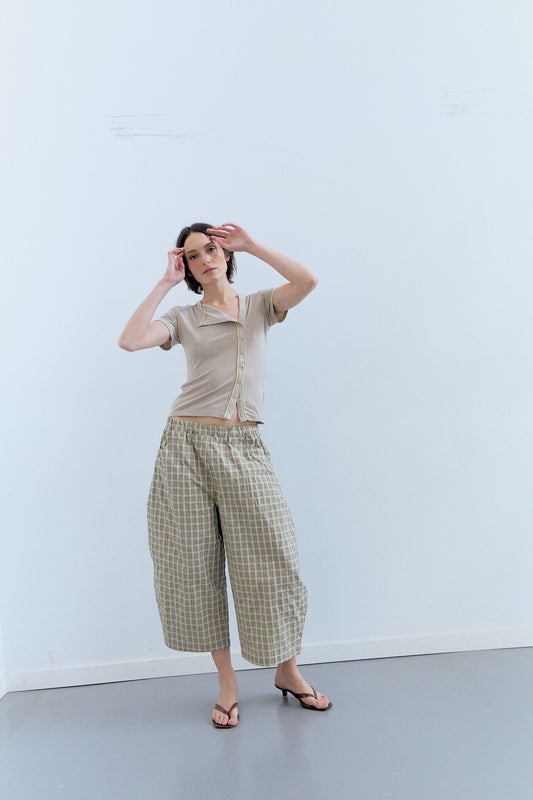 Pantalones barrel tartán con cintura elástica - Picnic