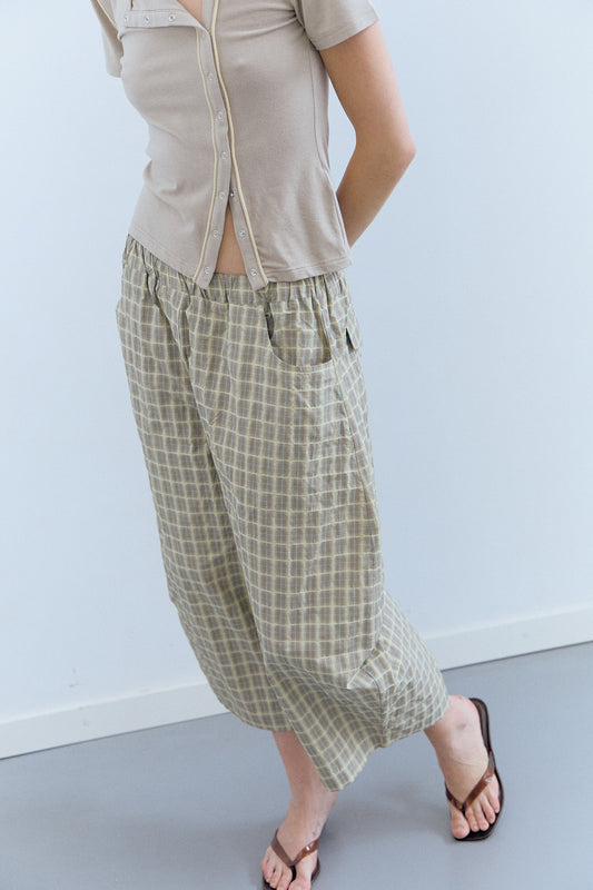 Pantalones barrel tartán con cintura elástica - Picnic