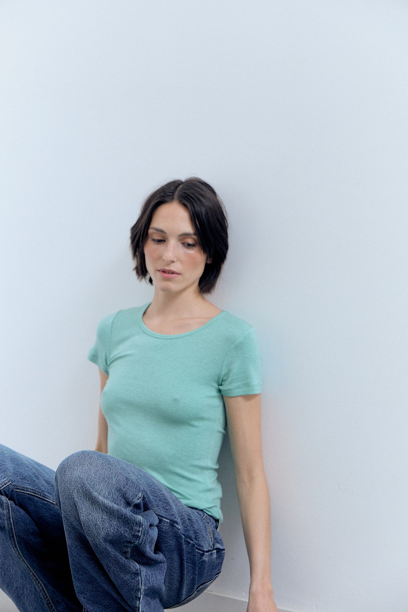 Turquoise basic flowy t-shirt - Funny