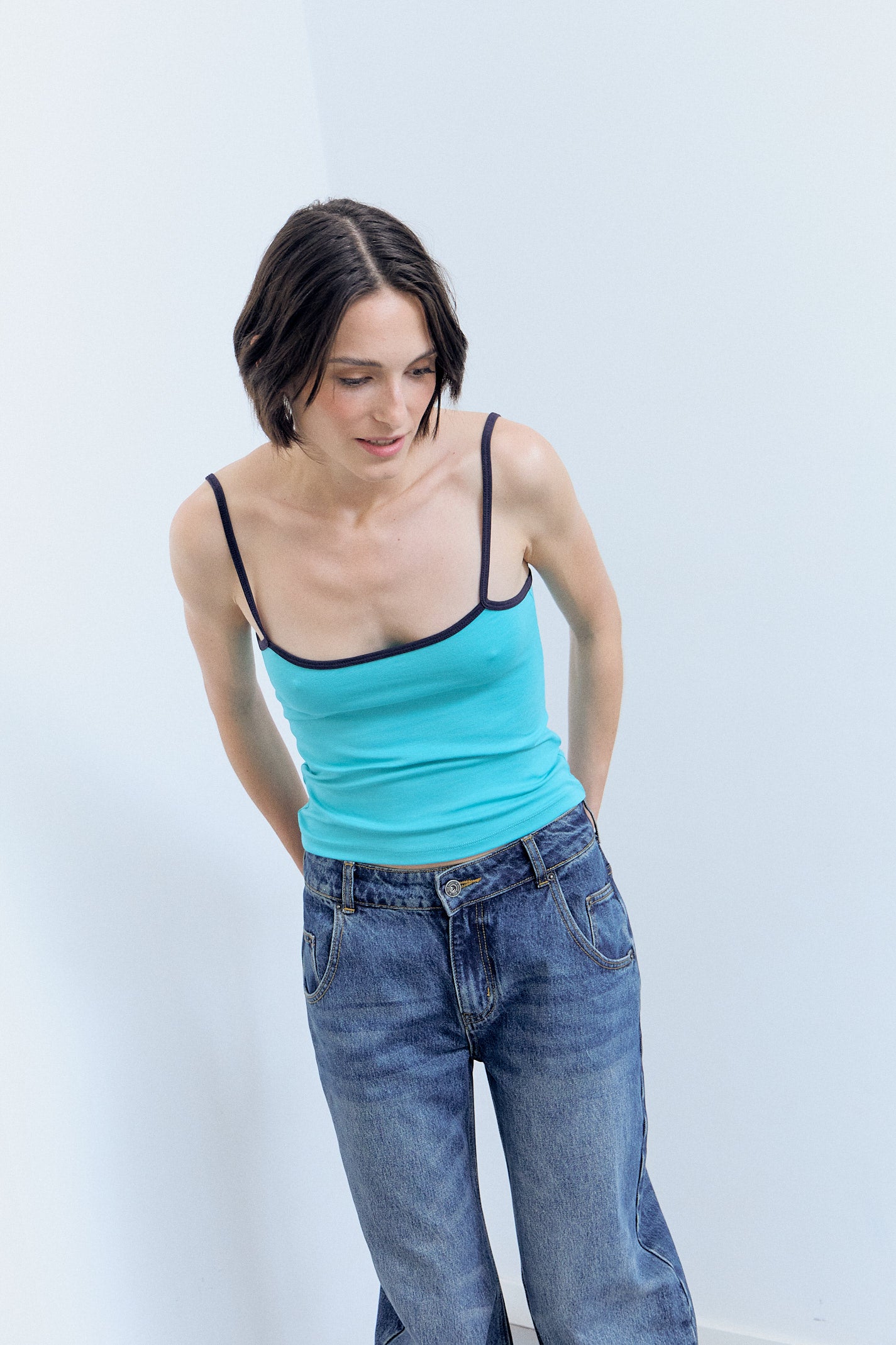 Blue vest top with contrasting two-tone straps - Loki
