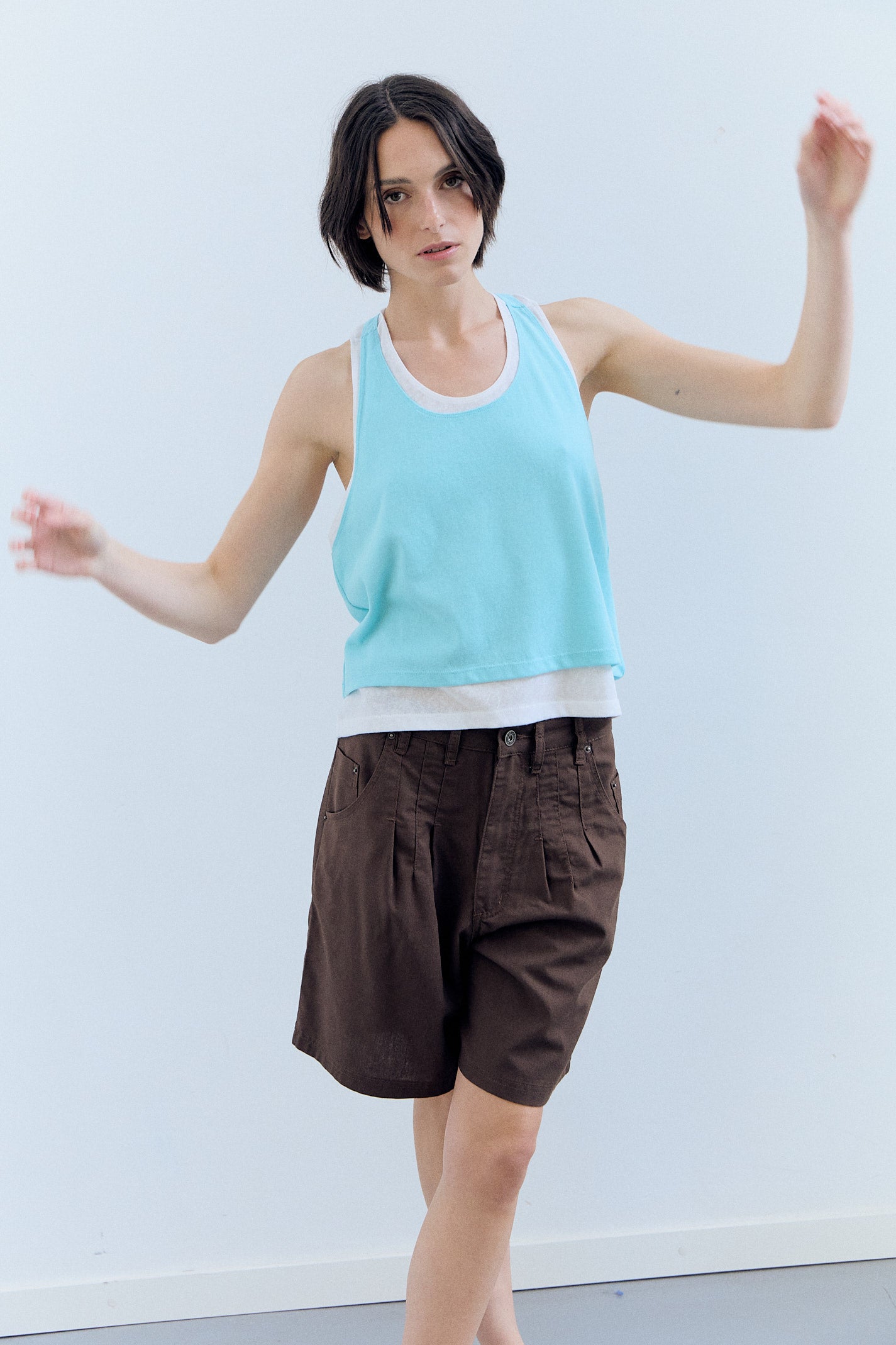 Brown fluid dart shorts - Mina