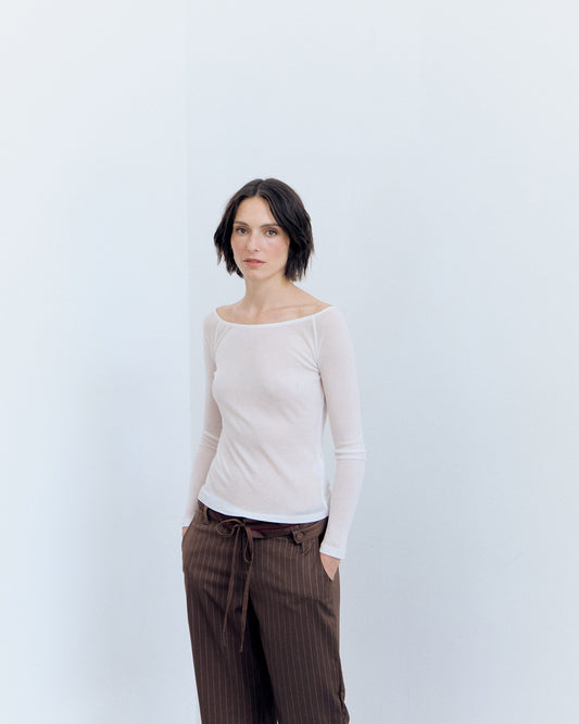 Semi-sheer boat neck t-shirt - Tana