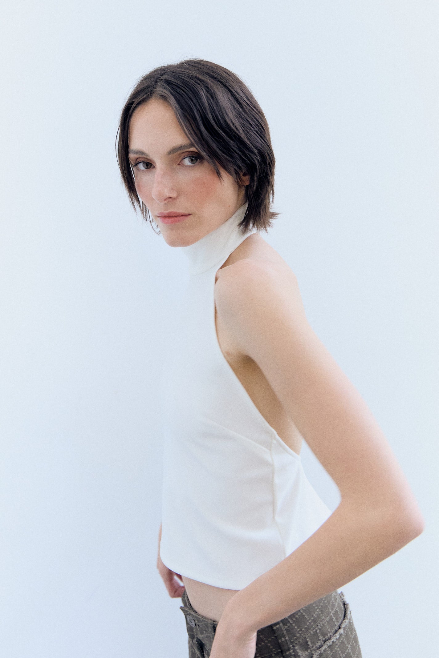 Top blanco halter detalle botones - Lola