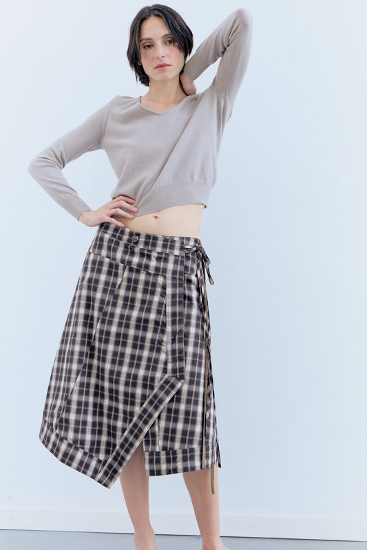 Falda midi reversible de corte asimétrico - Elan