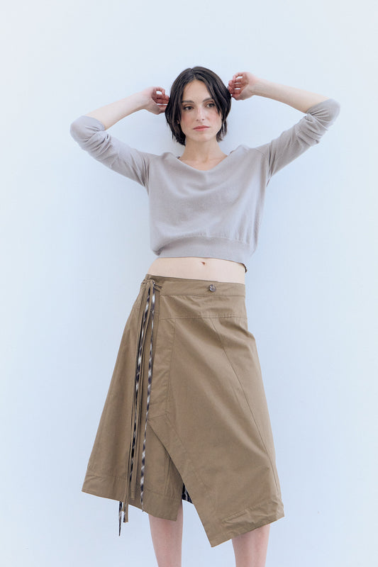Falda midi reversible de corte asimétrico - Elan