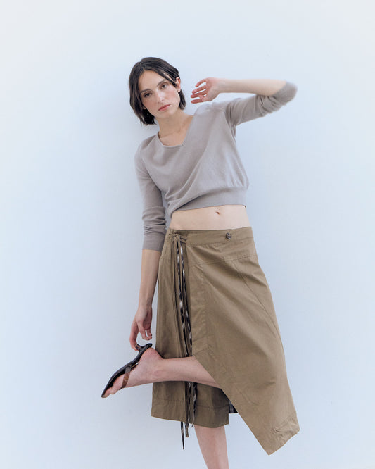Falda midi reversible de corte asimétrico - Elan