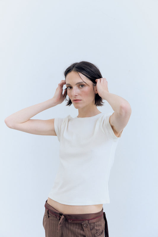 Long-sleeved white T-shirt - Lime