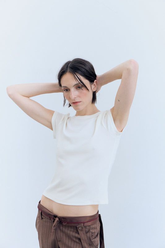 Long-sleeved white T-shirt - Lime