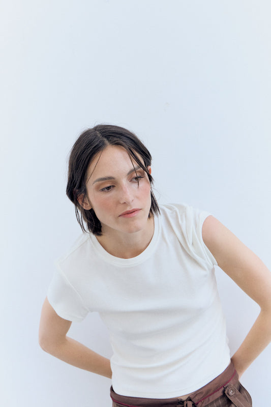 Long-sleeved white T-shirt - Lime