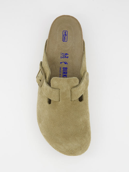Zuecos bio de ante Birkenstock Boston con plantilla blanda