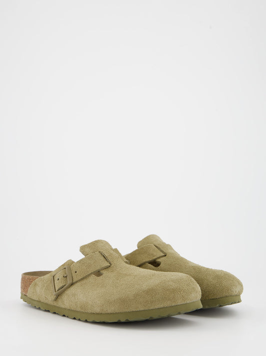 Zuecos bio de ante Birkenstock Boston con plantilla blanda