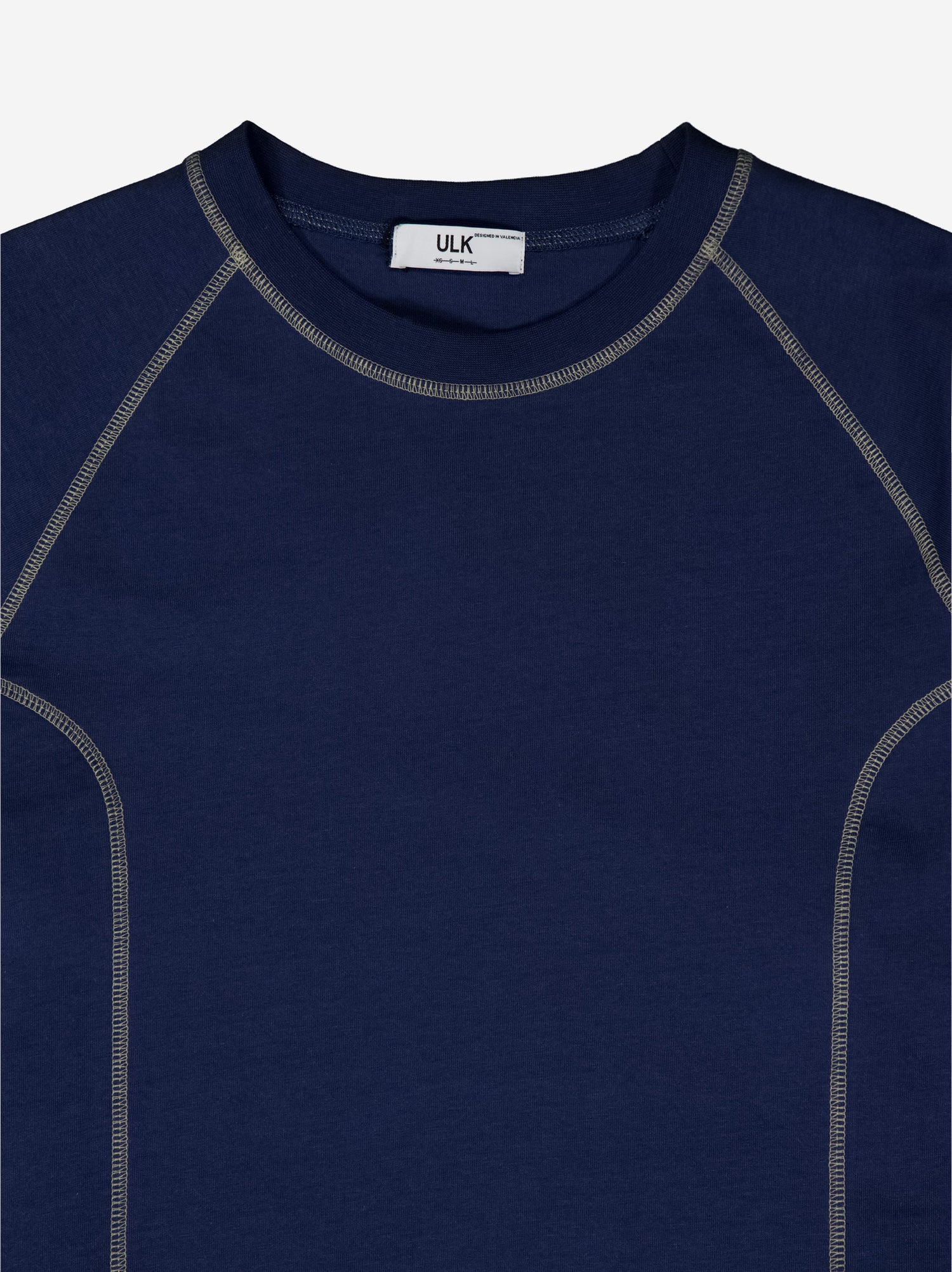 Camiseta azul con costuras vistas en contraste - Pope
