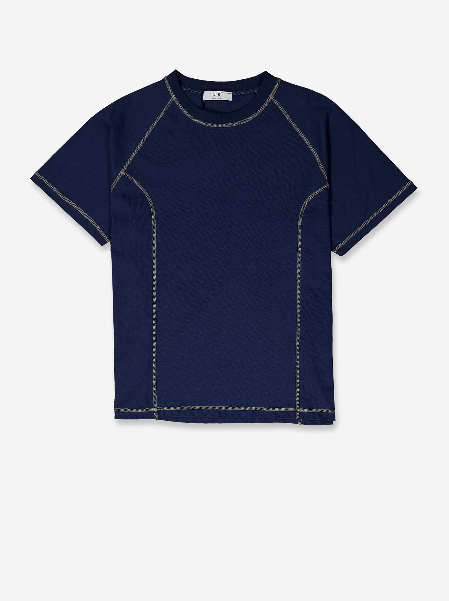 Camiseta azul con costuras vistas en contraste - Pope