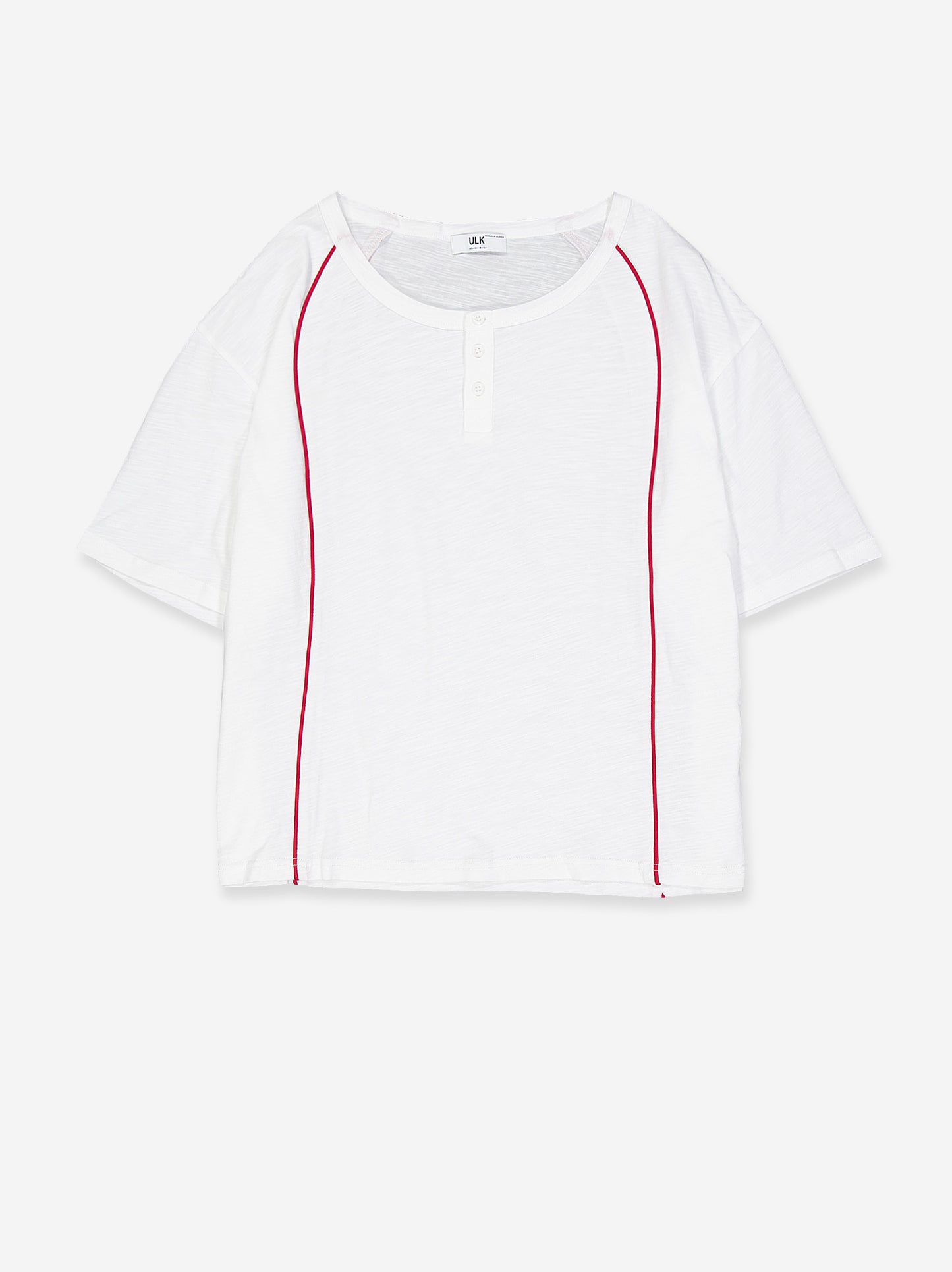 Camiseta blanca fluida detalle contraste rojo - Atlas