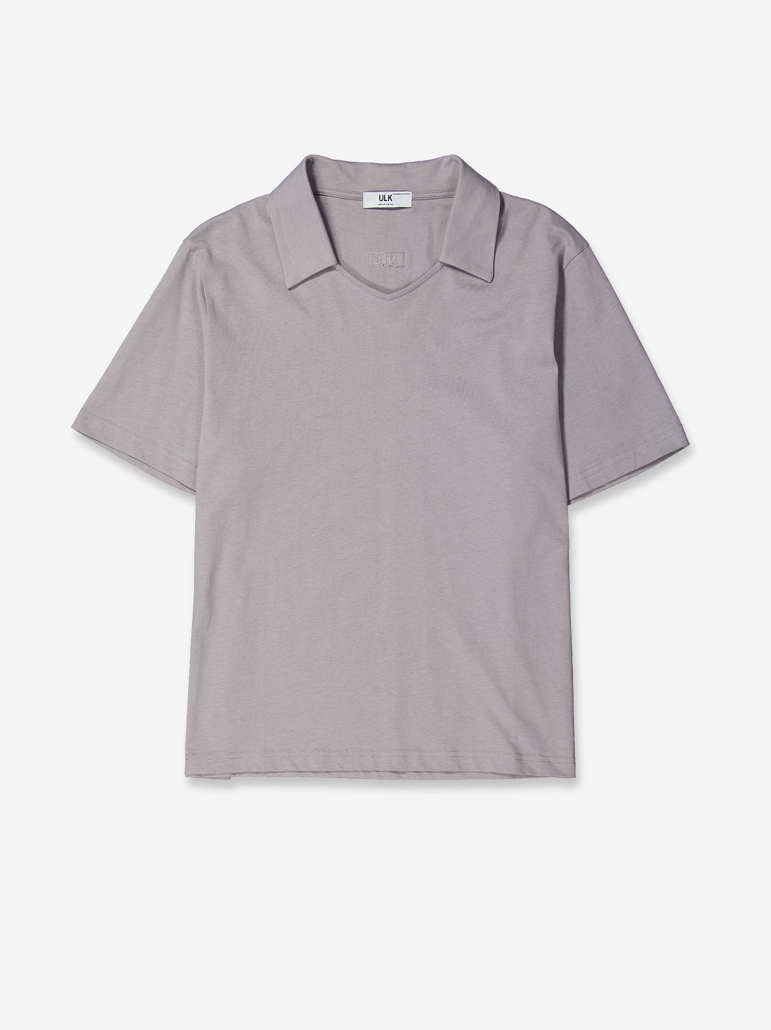 Polo gris claro de manga corta Detalle cuello - Inpol