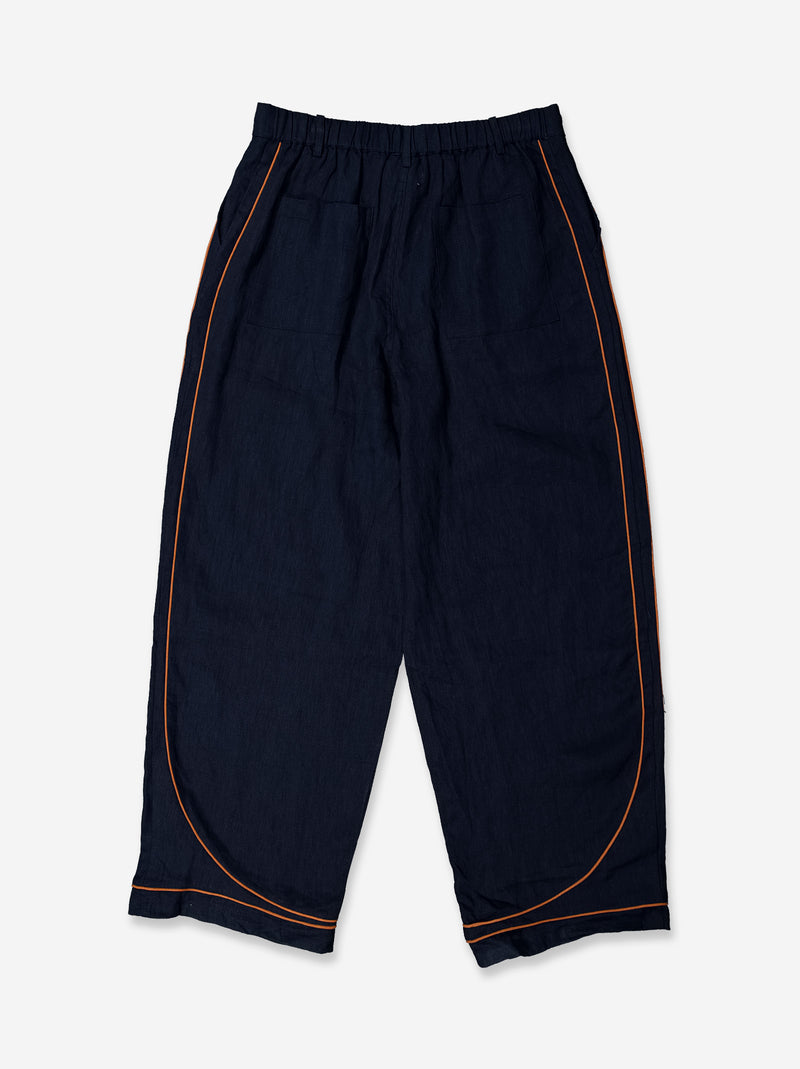 Pantalón fluido azul detalle contraste bajo - Oven