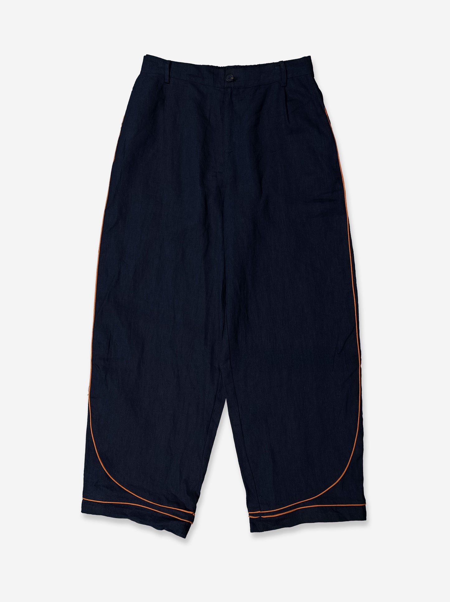 Pantalón fluido azul detalle contraste bajo - Oven