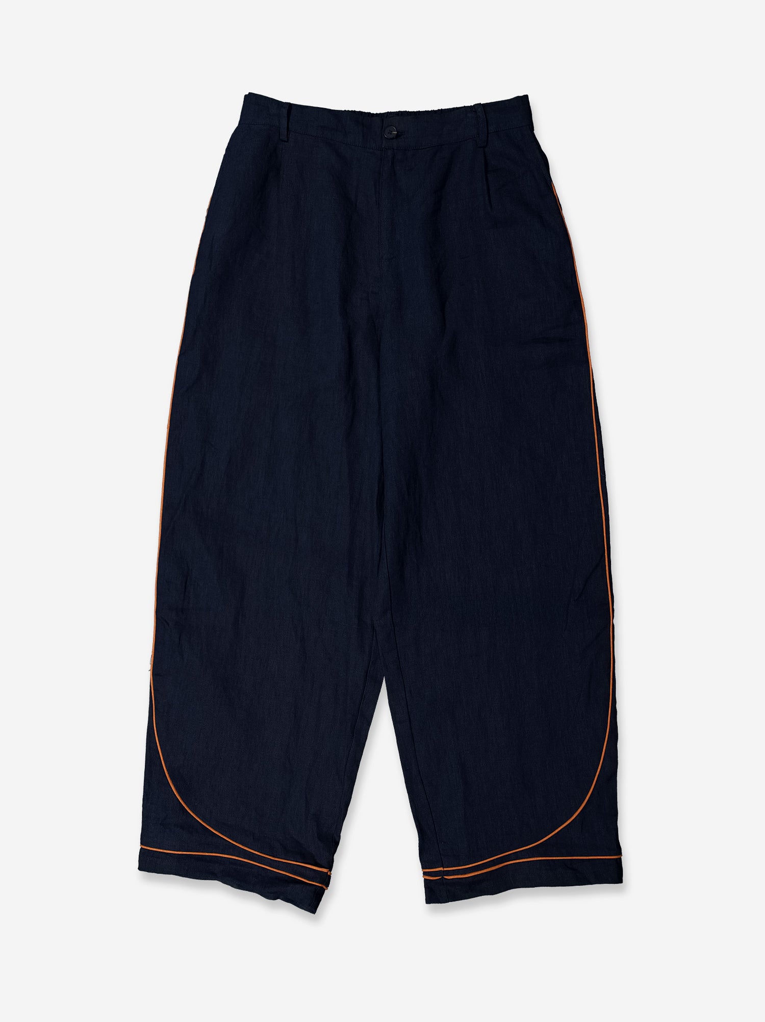 Pantalón fluido azul detalle contraste bajo - Oven