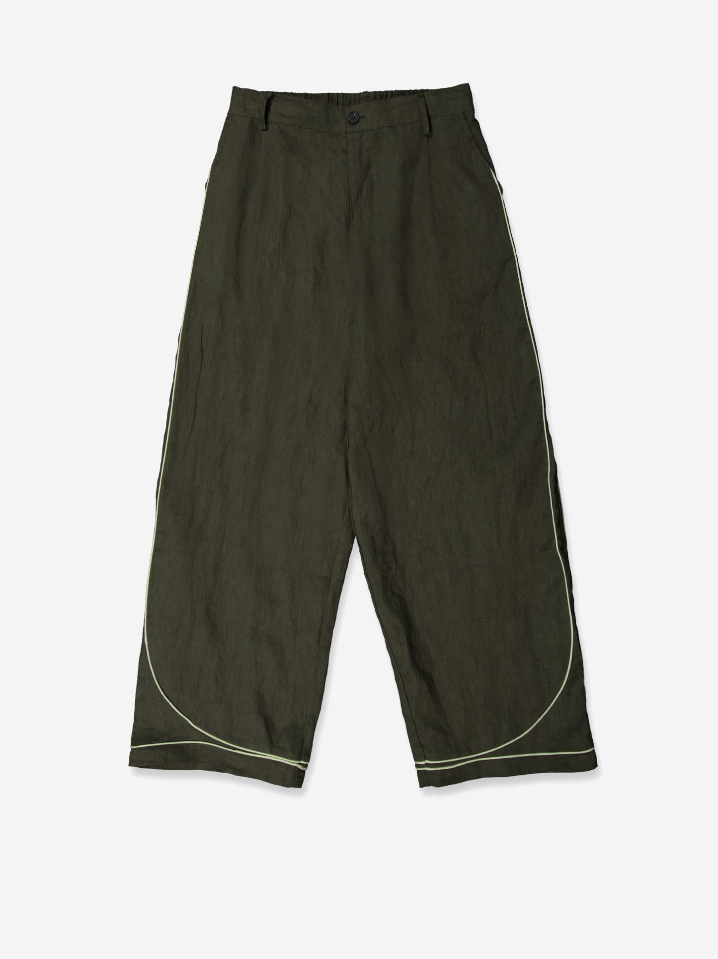 Pantalón fluido verde detalle contraste bajo - Oven