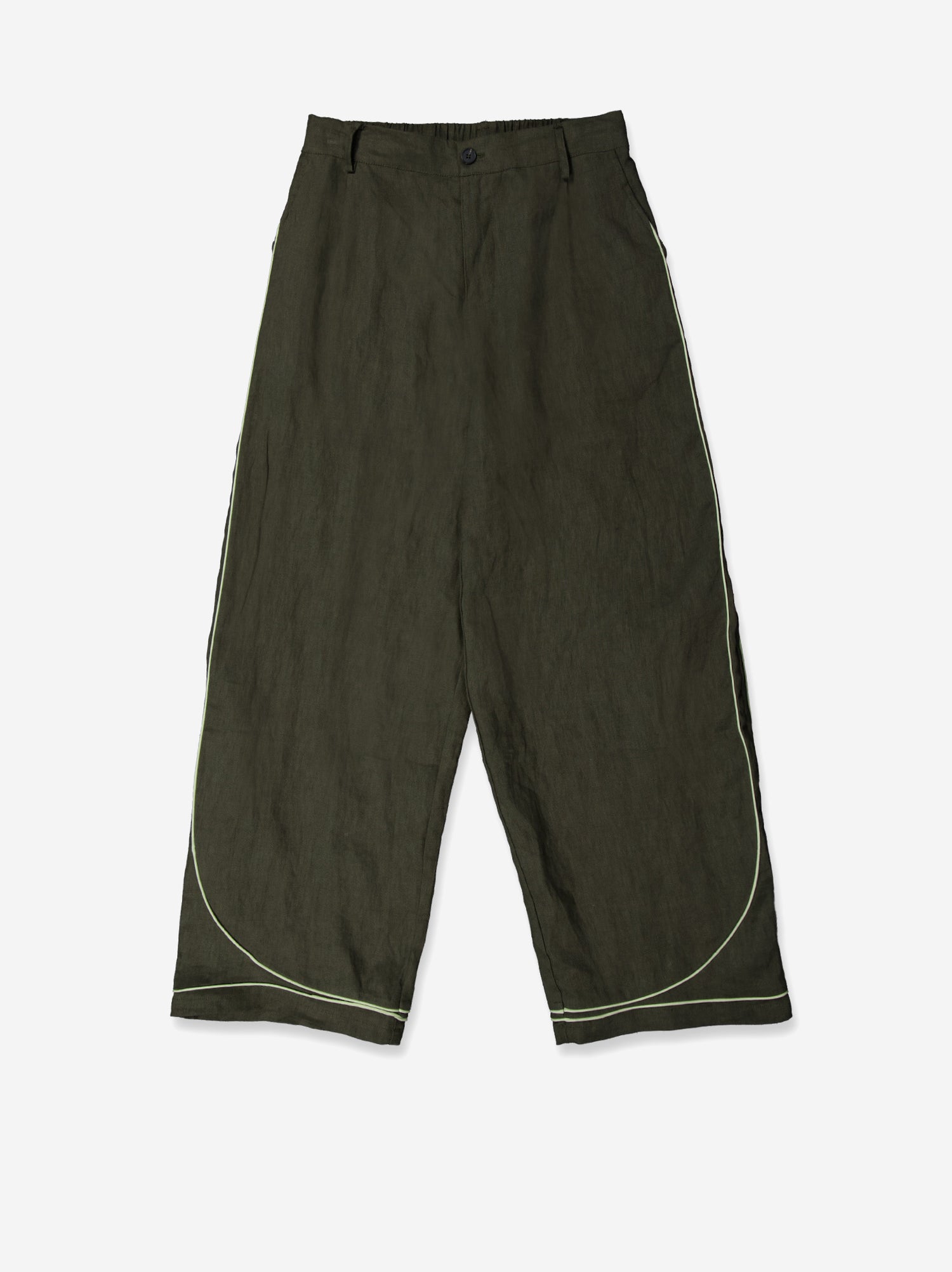 Pantalón fluido verde detalle contraste bajo - Oven