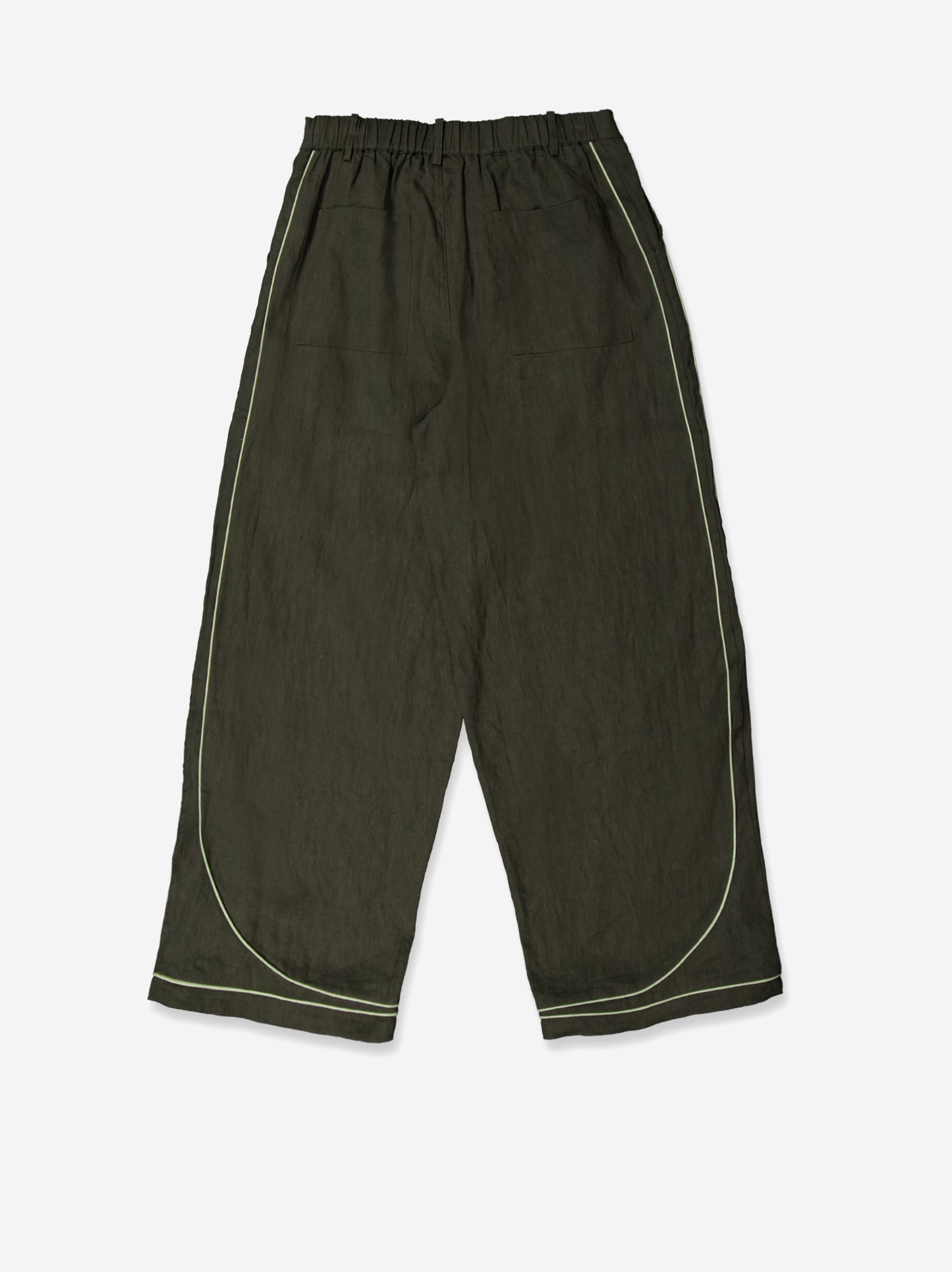 Pantalón fluido verde detalle contraste bajo - Oven