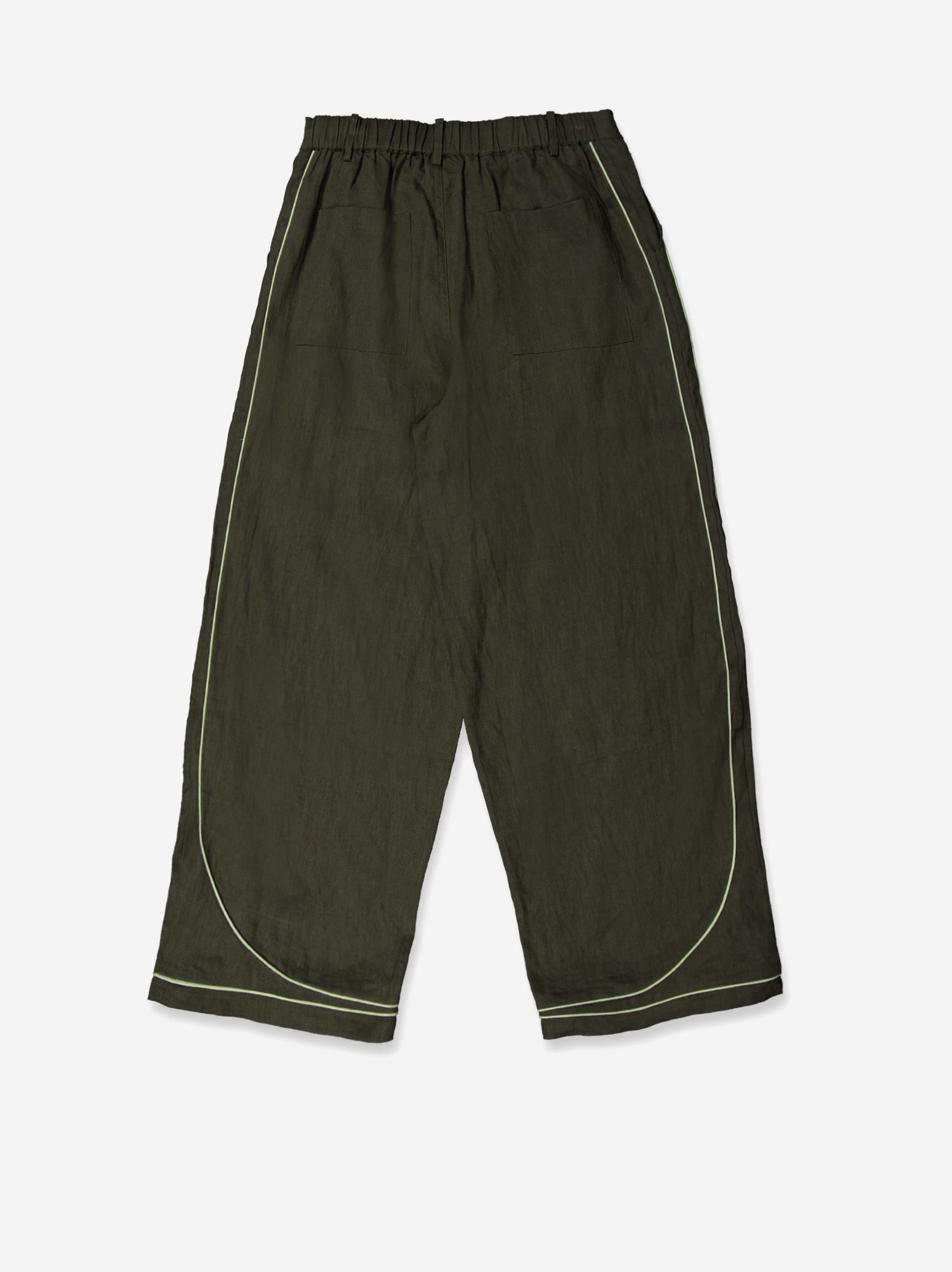 Pantalón fluido verde detalle contraste bajo - Oven