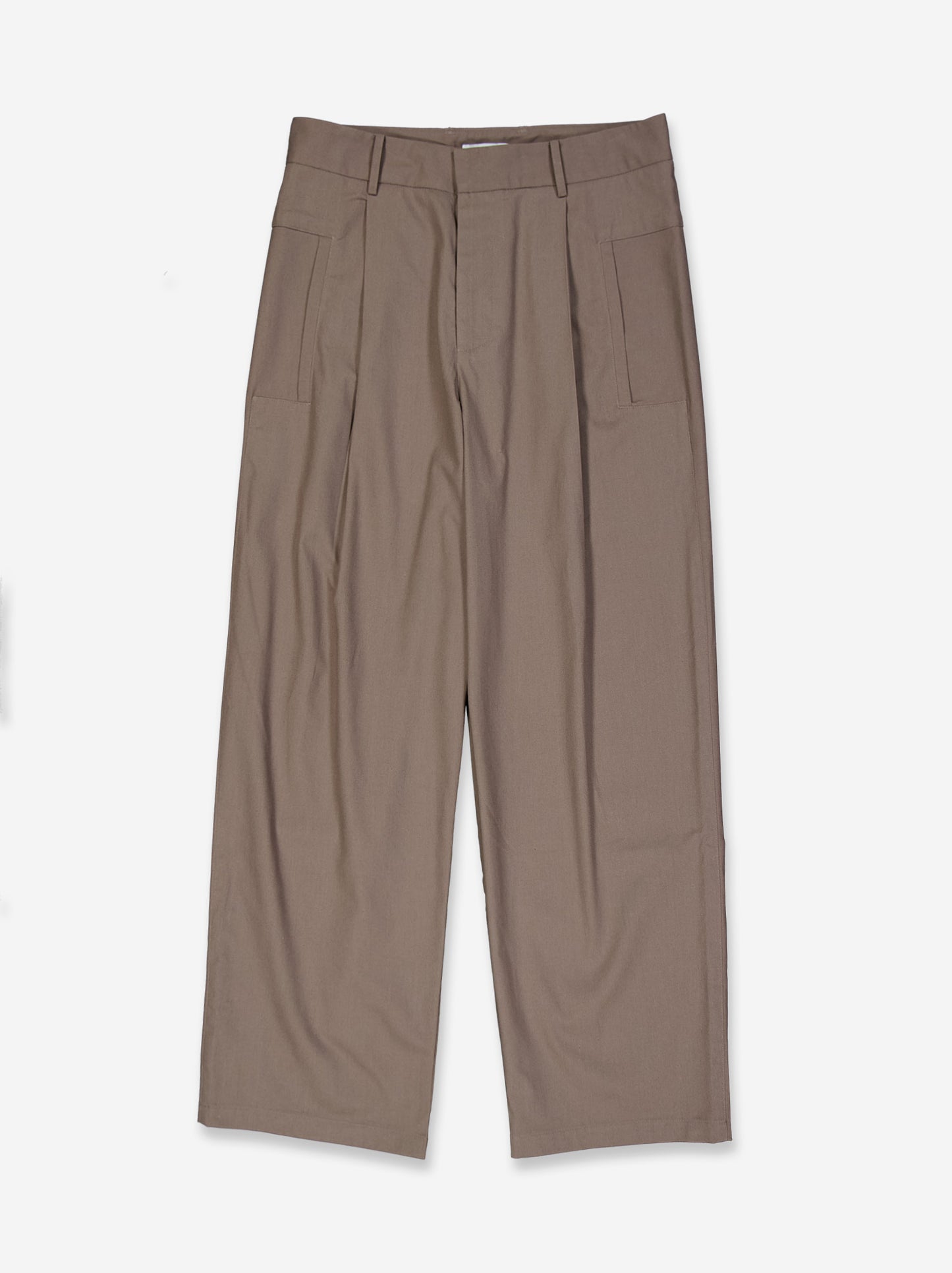 Pantalón fluido marrón bolsillo cuadrado Bobu